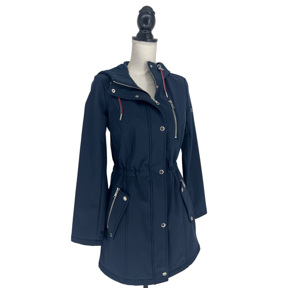 Tommy Hilfiger Hooded Cinch Waist Softshell Raincoat XXS - Picture 10 of 15